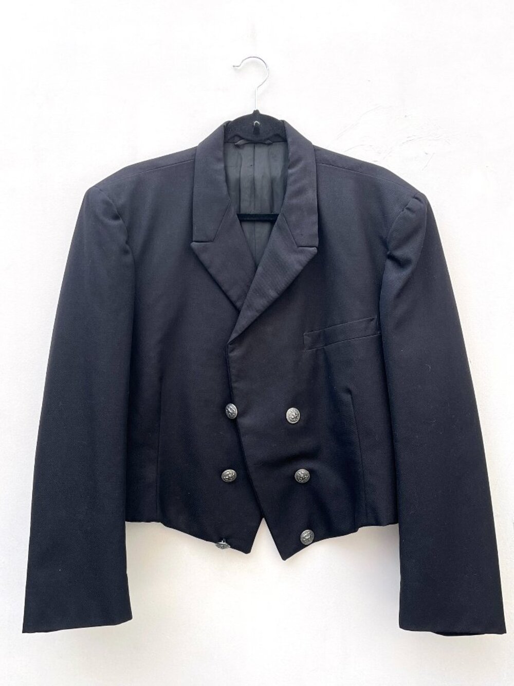 Vintage 70s US Navy Military Cropped Double Breasted Wool Dress Jacket Size 46S